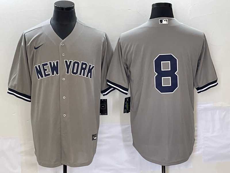 Men%27s New York Yankees #8 Yogi Berr Grey Cool Base Stitched Baseball Jersey->new york yankees->MLB Jersey